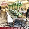 golden frame stainless steel dinning table set with chairs for wedding