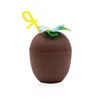 Funny design children kids plastic coconut shaped drinking water cup with straw