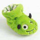 green plush shark bootie slippers for babies