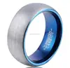 Domed Mens Tungsten Carbide Band 8mm Inner Plating Blue Fashion Wedding Rings