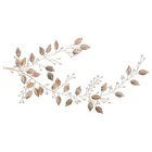 Newest Design Handmade Pearl Hair Accessories Gold Plated Leaf Headband Wedding Bridal Headpiece