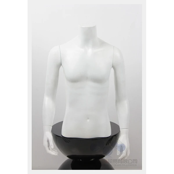 Matte white half-body display male torso on sale