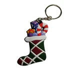 Fast shipping OEM order colorful Xmas stocking key holder pvc keyring for promotion gift