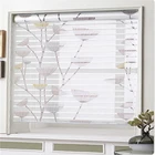 Indoor free dimming Fresh pastoral printing motorized Shangri-La blinds