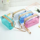 Women PVC Clear Custom Cosmetic Bag Plastic Transparent Travel Glitter Makeup Bag