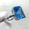 Natural gemstone jewelry ring 925 sterling silver blue topaz customized