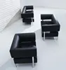 European design cow leather solid stainless steel square tube frame office sofa