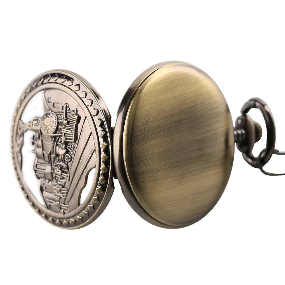 YISUYA Train Pocket Watch Pendant Chain Women Necklace Quartz Watches Men Boy Kid Bronze Clock Fob Reloj de bolsillo Xmas Gift (5)