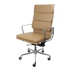 Office Chair With New Design Beige Leather Office Boss Chair With Wheels
