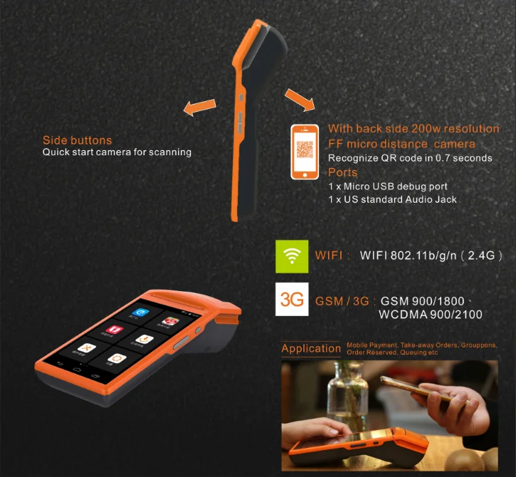 Mobile Android Pos With Qualcore,Thermal Printer And 3g,5 ...