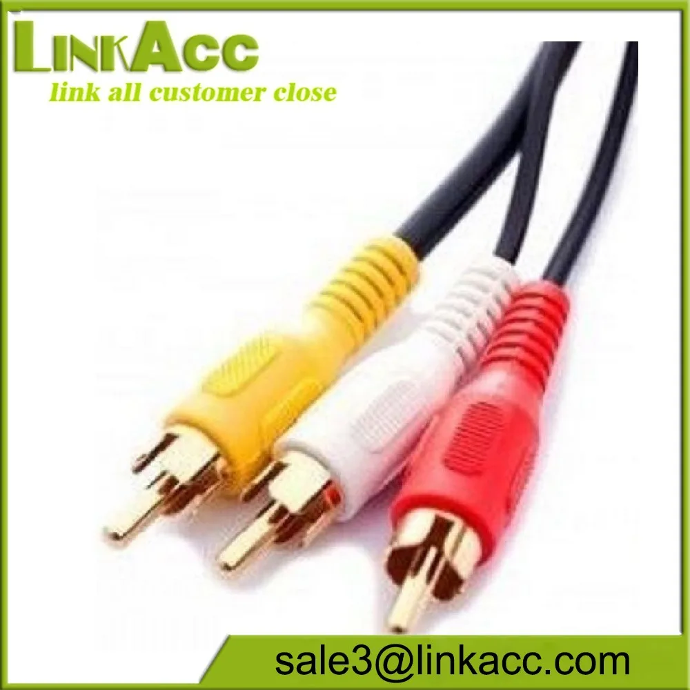 Triple 3 x Phono Male To Male Cable Audio Composite Video RCA Lead Short Or Long - ANKUX.COM