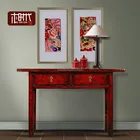chinese colorful table table high gloss solid wood home furniture console table with 2 ddrawers shinning furniture