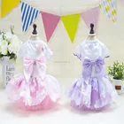 Pet Small Dog Clothes Party Dress Bowknot Wedding Satin Puppy Costume Tutu Pink Purple