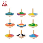 In stock 9 styles kids play game toy children wooden spinning top toy for toddler 3+
