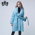 High quality double faced cashmere coat fox fur collar woolen overcoat