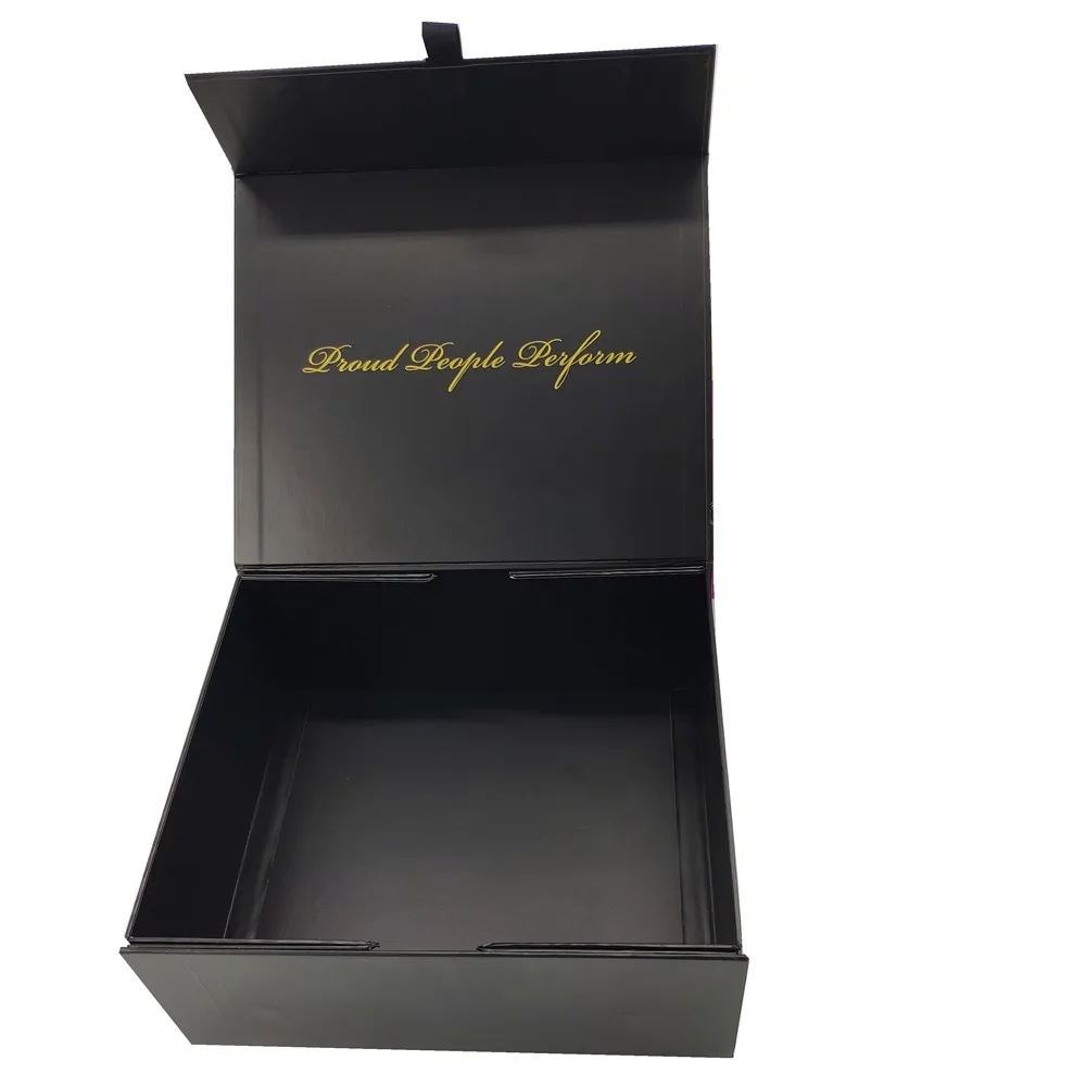 magnet flat pack larger gift black collapsible hat box packaging