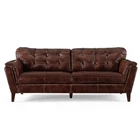 Living room furniture chesterfield Brown modern genuine leather sofa set