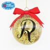 Glittered gold glass personalised Christmas tree ornament ball Christmas items