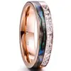 Rose gold encrusted shell + zircon square stainless steel ring