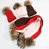 china suppliers children's hat and scarf set with faux fur pompom