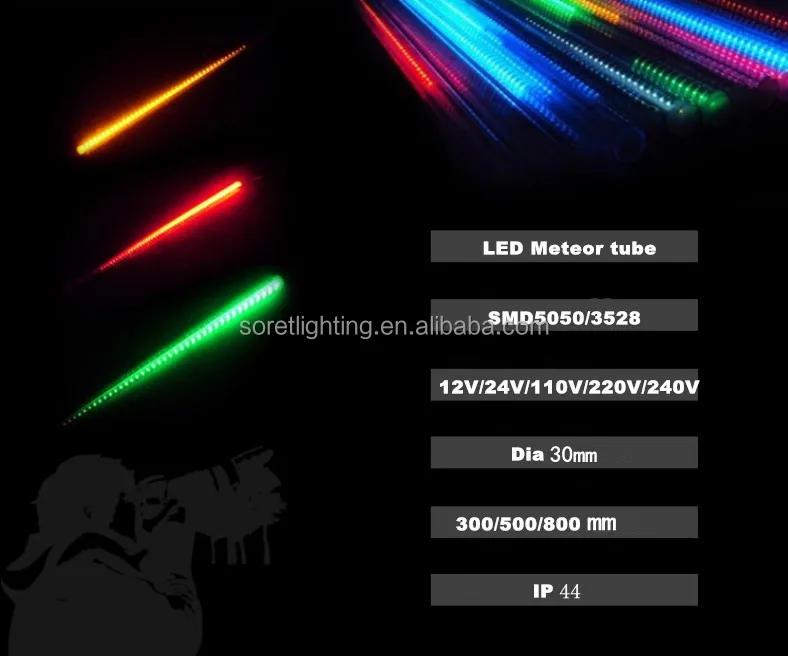 24v led snowfall tube light led meteor tube