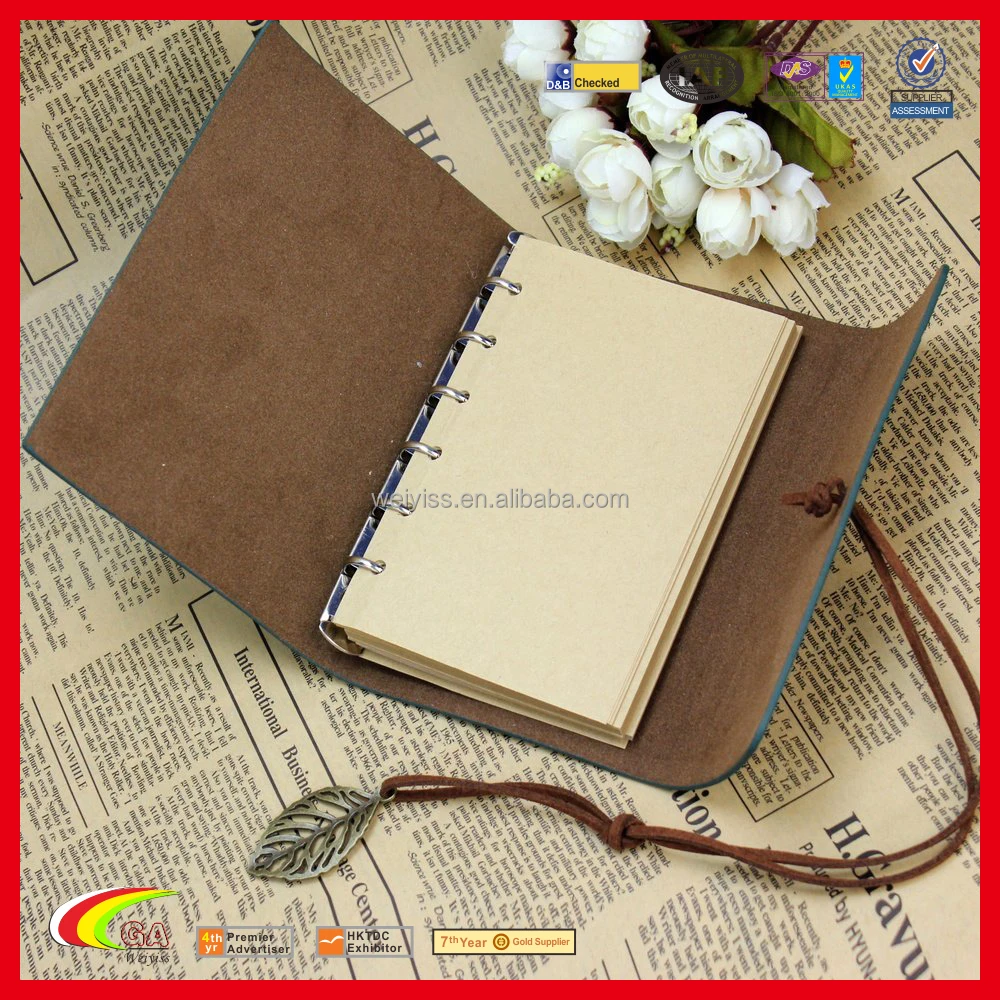 pu leather cover loose leaf blank notebook journal diary gift