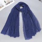 Fashion Design Solid Color Sequin Cotton Scarf Shawl Hijab With Fringe