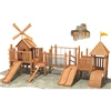 Commercial Cheap Windmill Wood Outdoor Climb the tunnel Playground Slide for kids