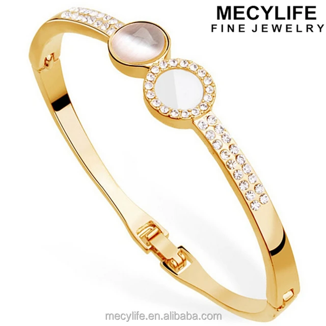 mecylife womens stainless steel golden bangle opal bracelet