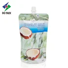 Coconut milk plastic printing packaging bag stand up pouch with spout