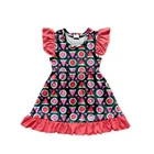 wholesale summer fashion watermelon baby girl dress flutter sleeve kids girls clothes