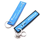 Eyelet Over lock Woven Jacquard Key chains for Luggage with Metal Ring