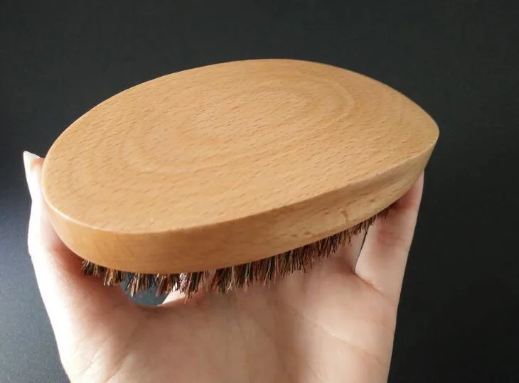 Foreign trade explosion, Boar Bristle brush, oval beech brush, male special beard brush, can engrave logo