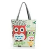 Women's Cute Owl Print Cotton Canvas Tote Bag