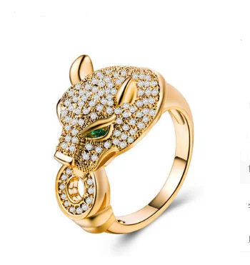 Fashionable 925 Silver Jewelry 18 K Gold Plated Cubic Zircon Leopard Rings Women