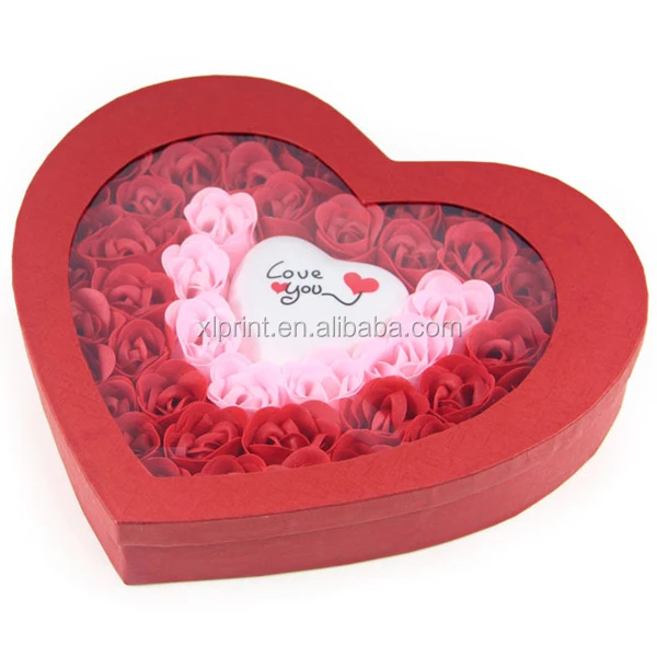 sweet design gift box heart shape cardboard flower packaging box