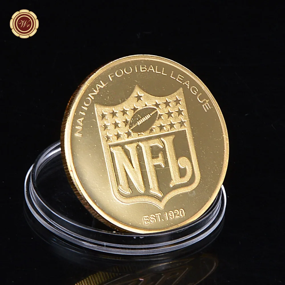 WR NFL Coin Dallas Cowboys 24k Gold Plated Coin Football Team Gift Commemorative Custom Gifts with Acrylic Box