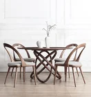 New Modern Dining Room Furniture Round Solid Ash Wood Dining Tables 4 Chairs Set