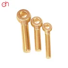 Low price all size hollow hook round head copper small decorative brass eye bolts