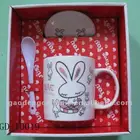 coffee mug gift set porcelain mug with lid and spoon