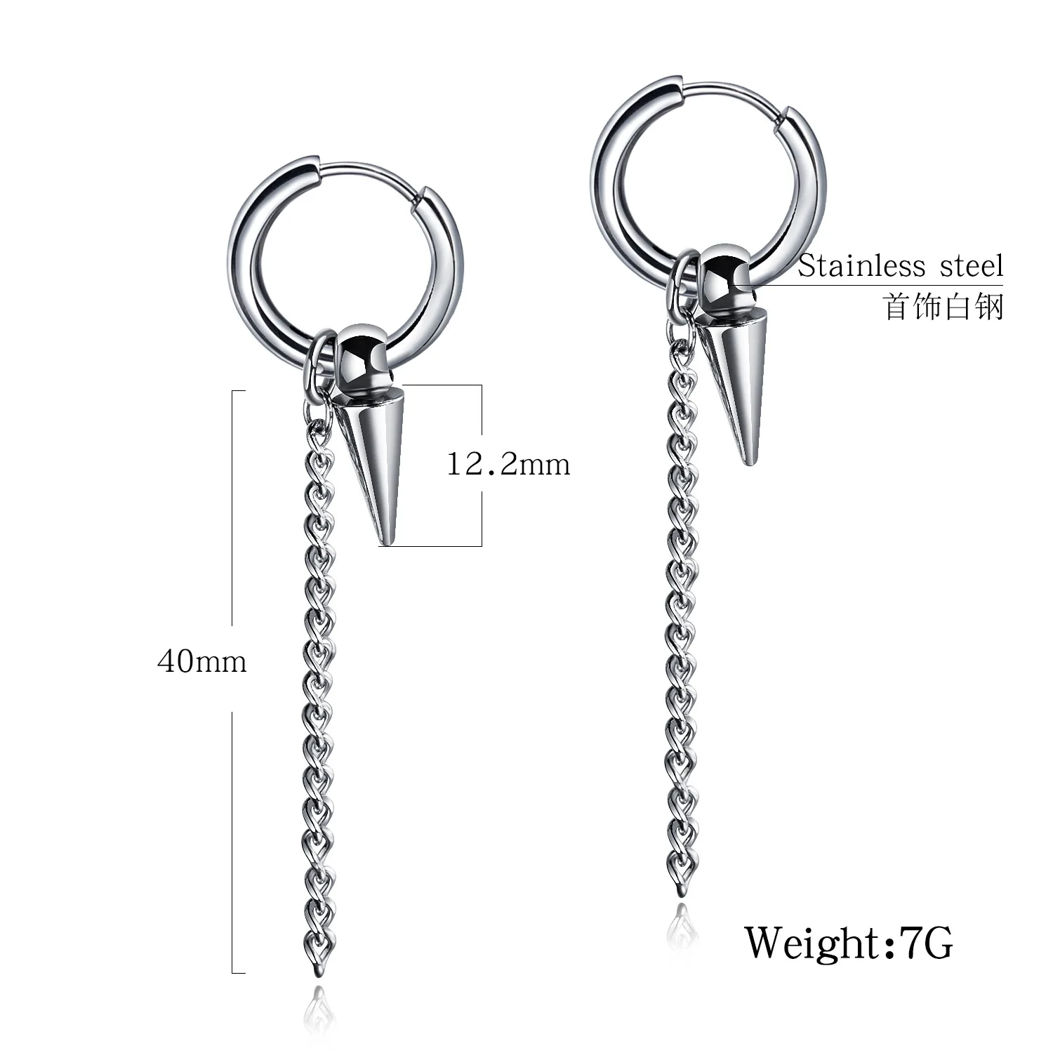 man chain earring style chain rivet tassel korean earring for men jewelry hoop earring