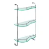 Bath sanitary ware wall corner glass shelf with stainless steel handle