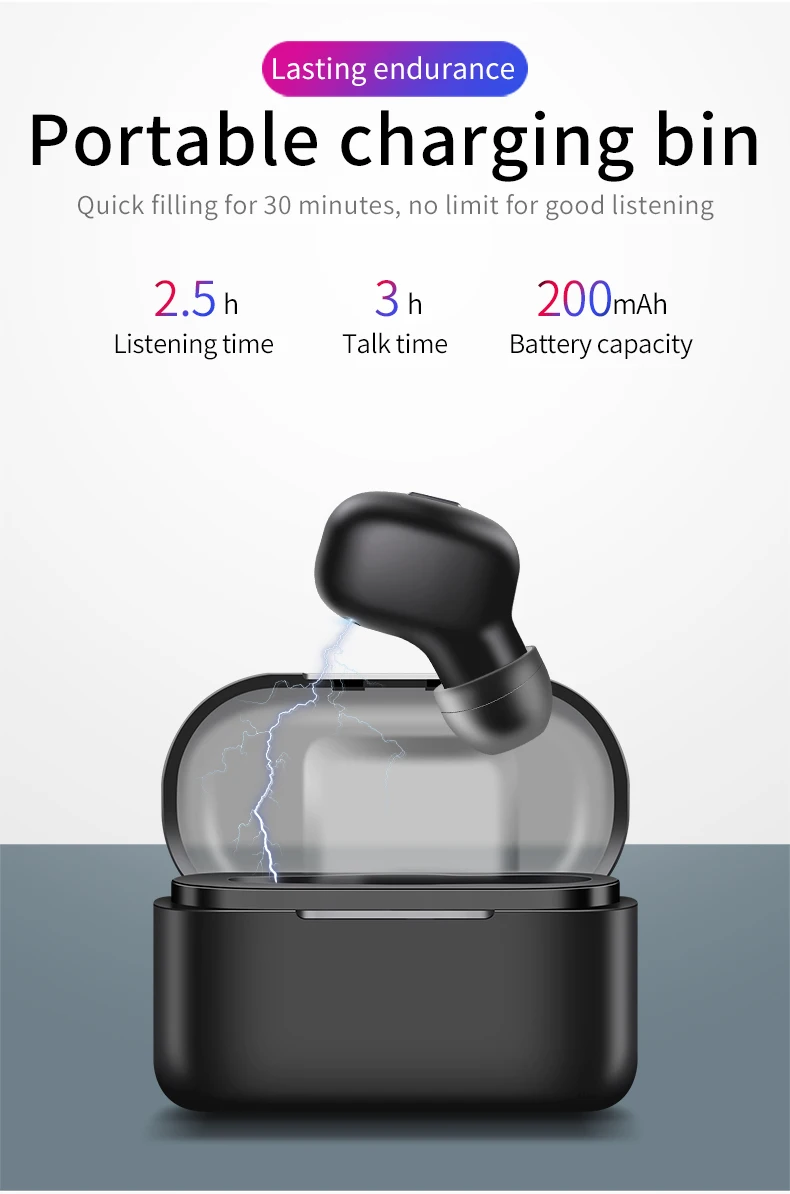 TWS Earbuds Bluetooth 5.0 Headphones Sports in-Ear Mini Headset Auto Pairing 200mAh Charging Case Noise Cancelling Earphones - ANKUX.COM