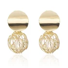 2019 New style alloy woven ball pearl geometric knot earrings