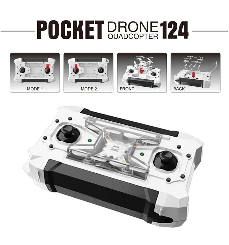 2. SBEGO_124_White_Pocket_Drone_One_Key_Switch_Controller_USB_Charger_Mini_RC_Quadcopter_RTF