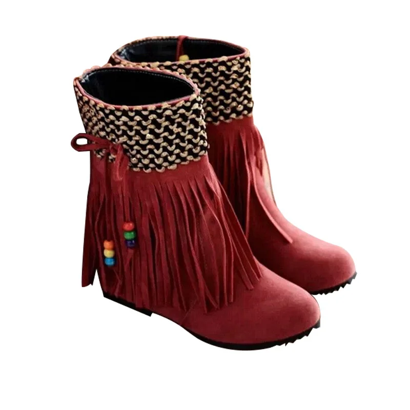 2014 New Ladies Fashion Tassel Snow Boots Ladies Fashion autumn ankle Boots Fashion Women shoes Slip-on Boots Flat DX439