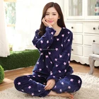 Ladies Printed Flannel Fleece Pajama Nightwear Set