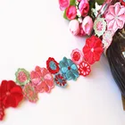 multi color lembroidered flower bridal lace ribbon trim