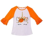 Wholesale Halloween Ruffle Raglan Monogram Girls Unicorn Raglan