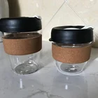 custom print Logo Eco Friendly Travel reusable glass coffee cup with silicone Lid